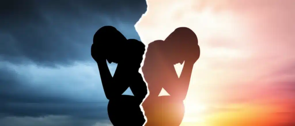 Ilustração sobre os impactos do divórcio mostrando pessoas lidando com separação