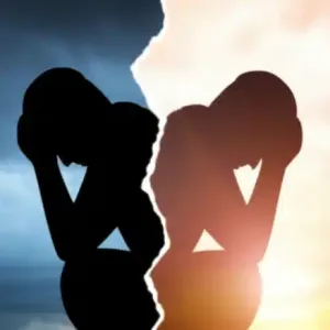 Ilustração sobre os impactos do divórcio mostrando pessoas lidando com separação